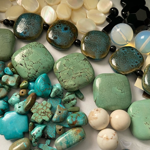 Assorted Natural Stone, Glass & Mother of Pearl Beads - Picture 3 of 14